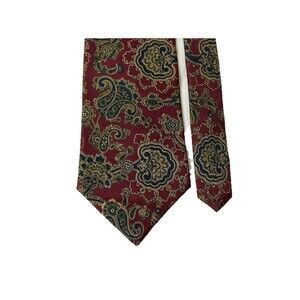 Burt Pulitzer Vintage Silk Necktie Burgundy Navy Paisley 55” x 3.5” Made In USA